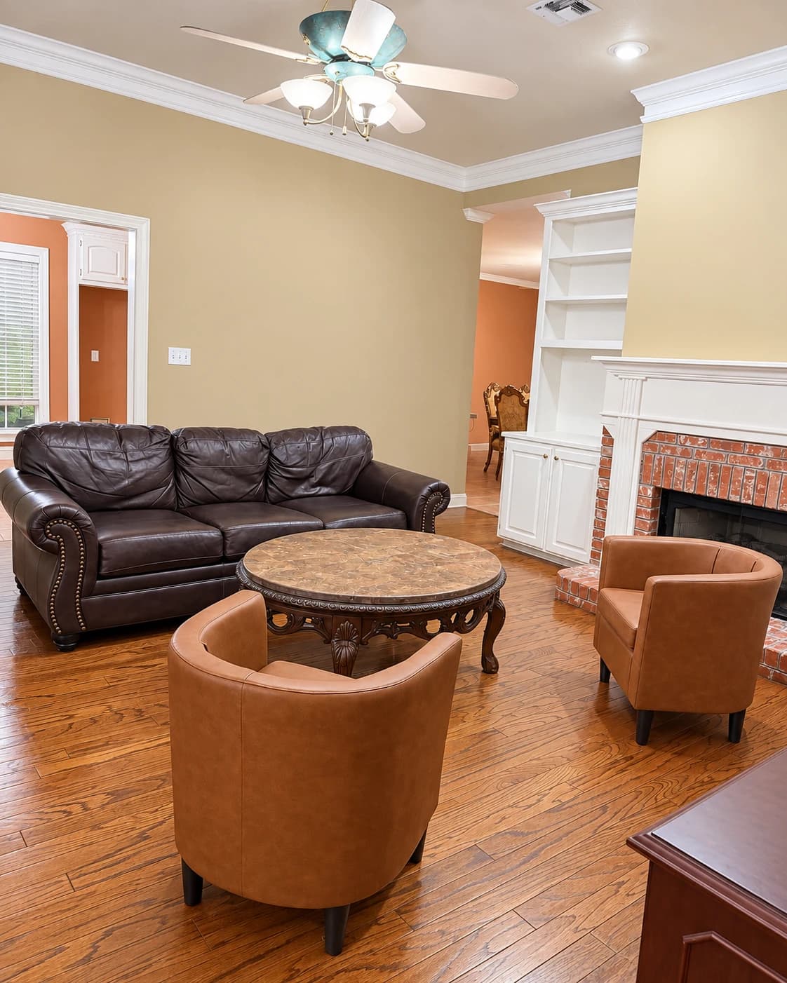 Living room with fireplace